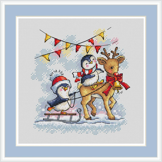 Winter Penguins 1 Cross Stitch Pattern