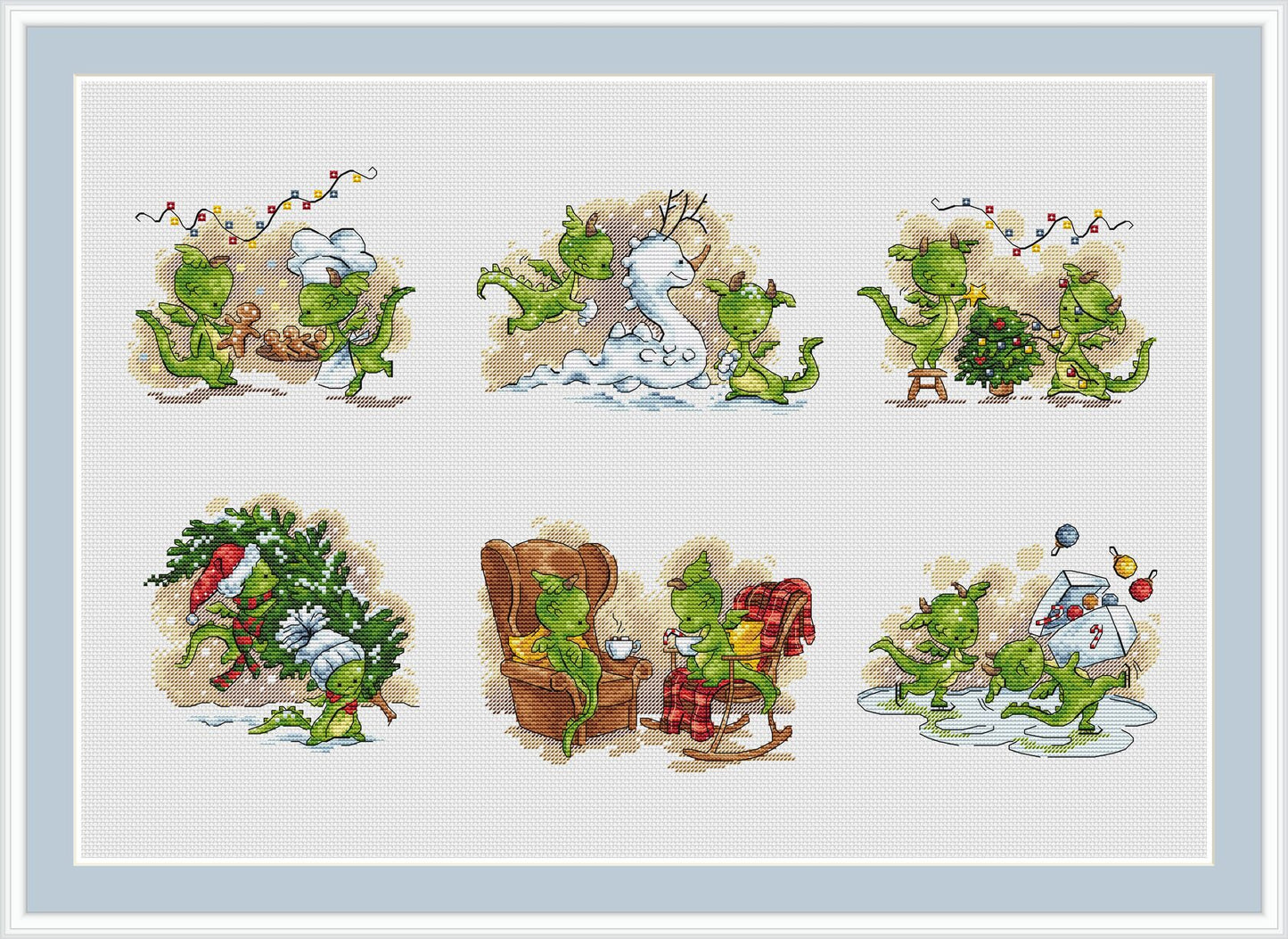 Christmas Dragons Cross Stitch Pattern