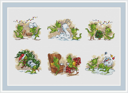 Christmas Dragons Cross Stitch Pattern