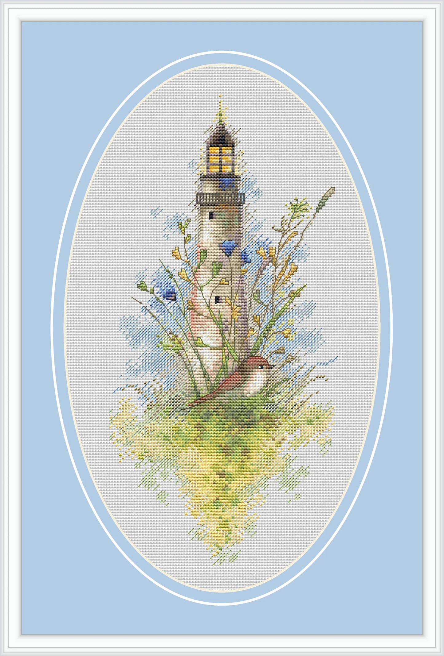 The Lighthouse and the Bird Cross Stitch Pattern PDF Instant Download