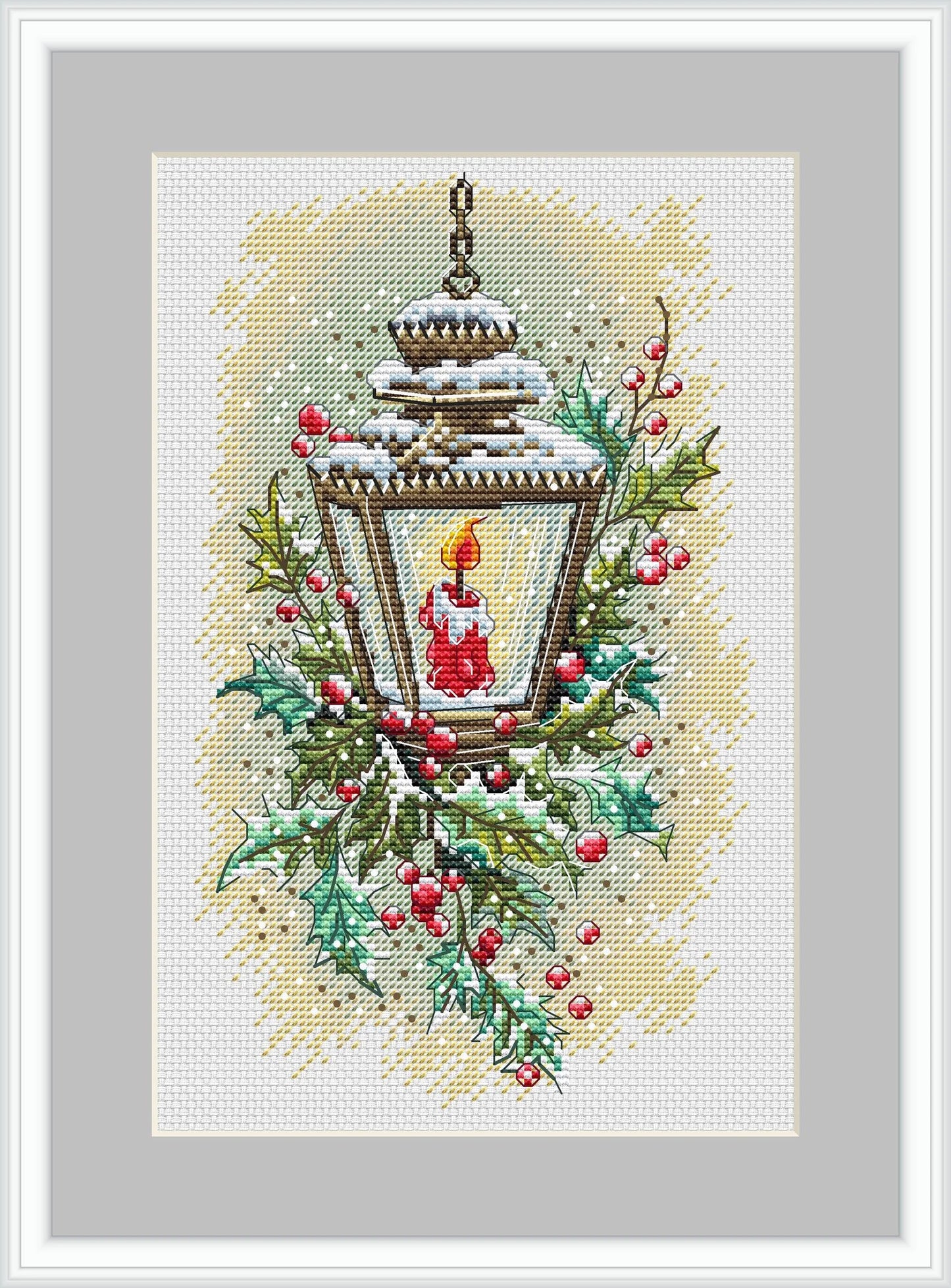 Winter Lantern Cross Stitch Pattern