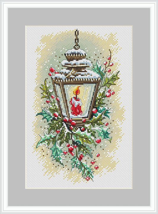 Winter Lantern Cross Stitch Pattern