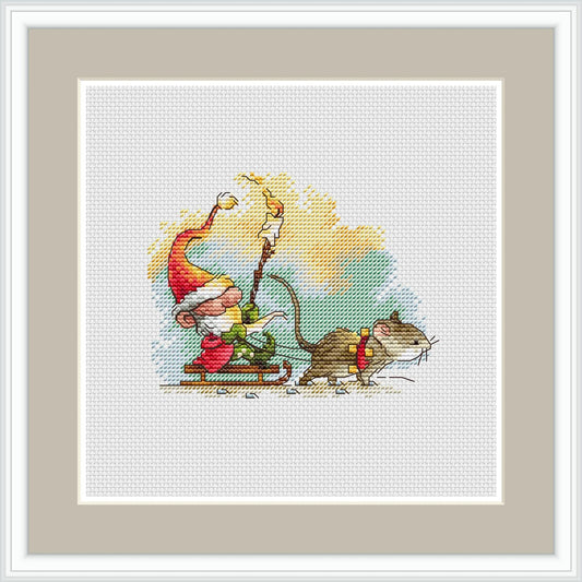 Gnome and Mouse 2 Cross Stitch Pattern