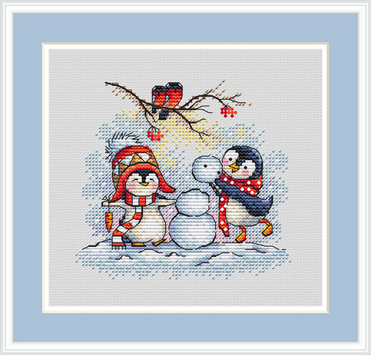 Winter Penguins 3 Cross Stitch Pattern