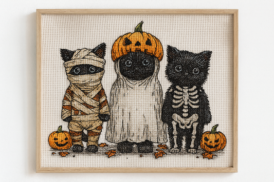 Funny Halloween Cats – Cross Stitch Pattern (PDF Download)