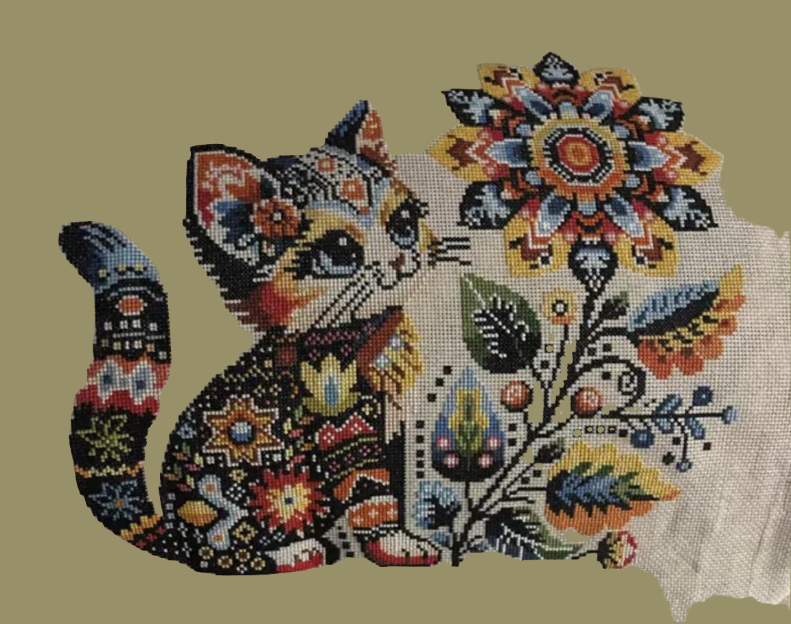 Pretty cat, cross stitch pattern, modern cross stitch, PDF, instant download