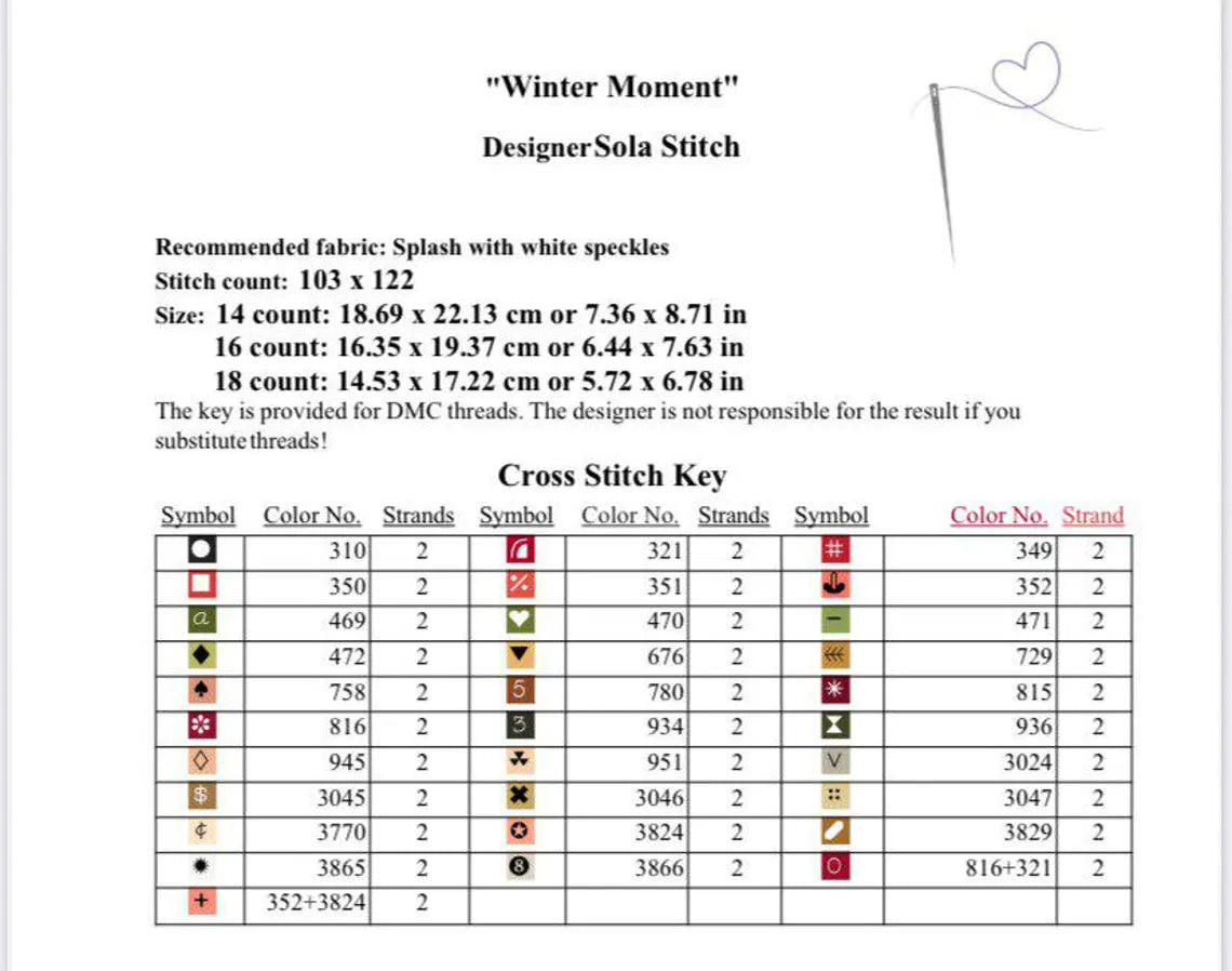 Winter Scene Cross Stitch Pattern: DIY Home Decor (PDF + Saga Downloadable Chart)