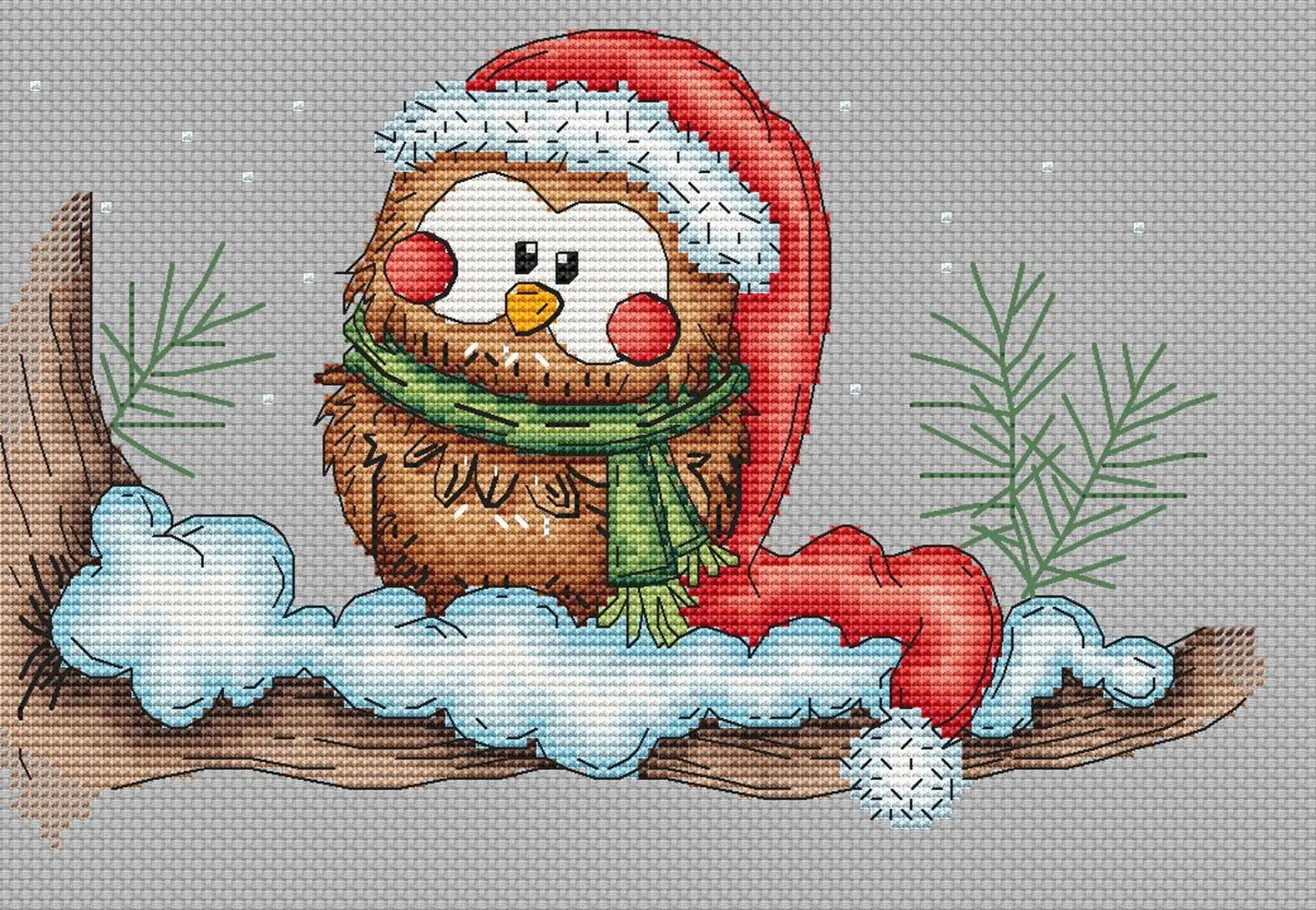 Cross-stitch scheme Christmas owl Embroidery pattern PDF