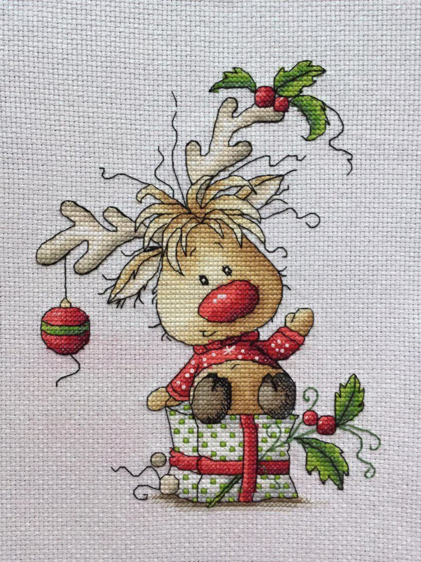 Cross-stitch scheme Christmas deer Embroidery pattern PDF