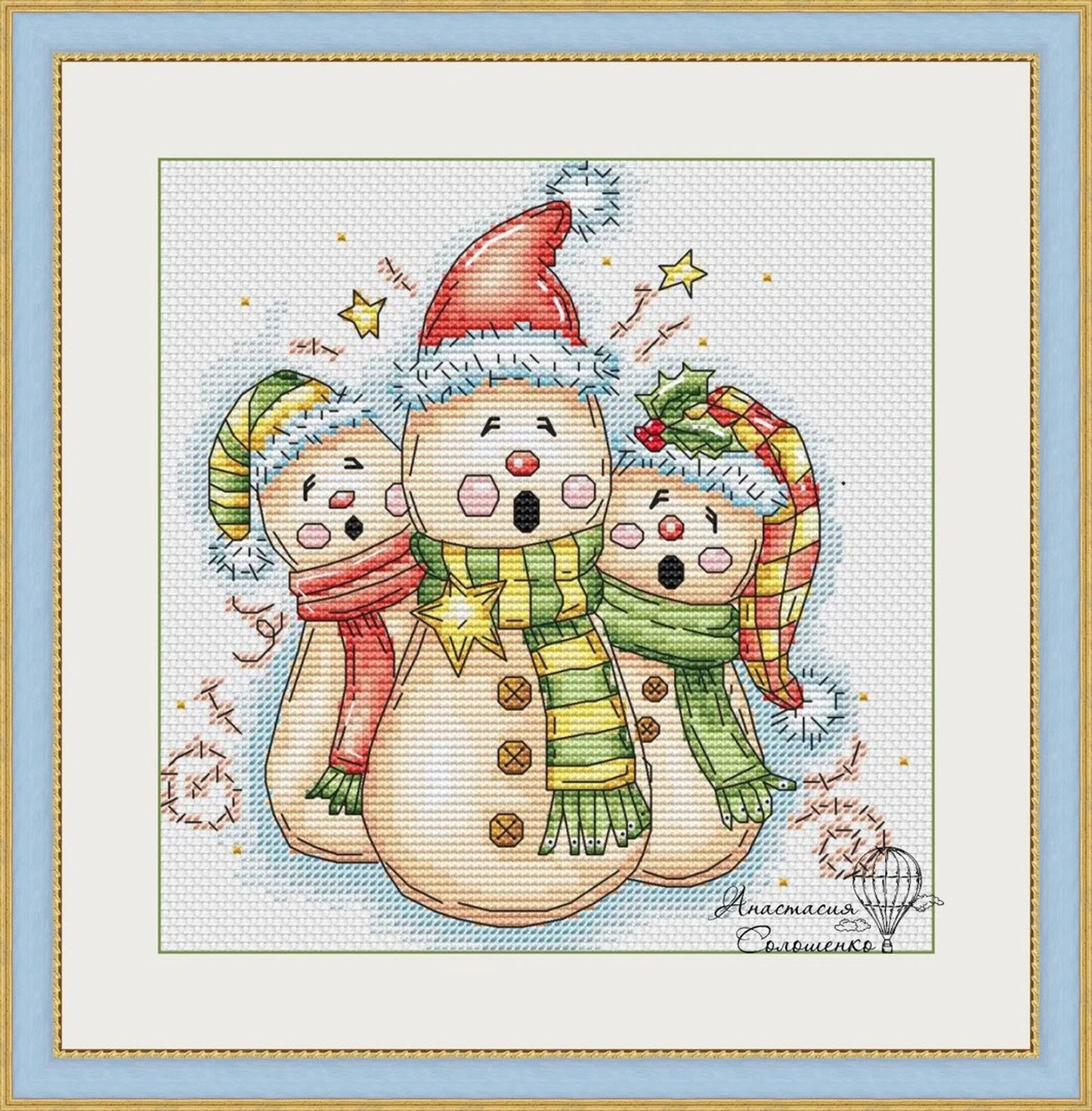 Cross-stitch scheme Christmas showmen Embroidery pattern PDF