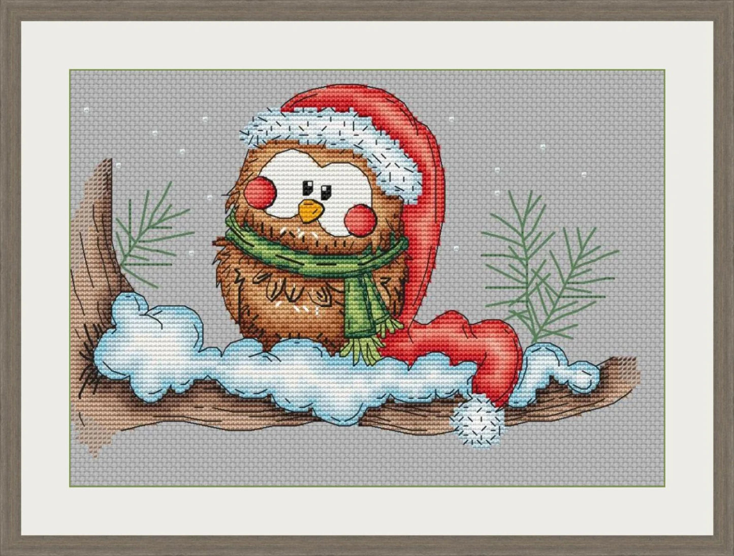 Cross-stitch scheme Christmas owl Embroidery pattern PDF