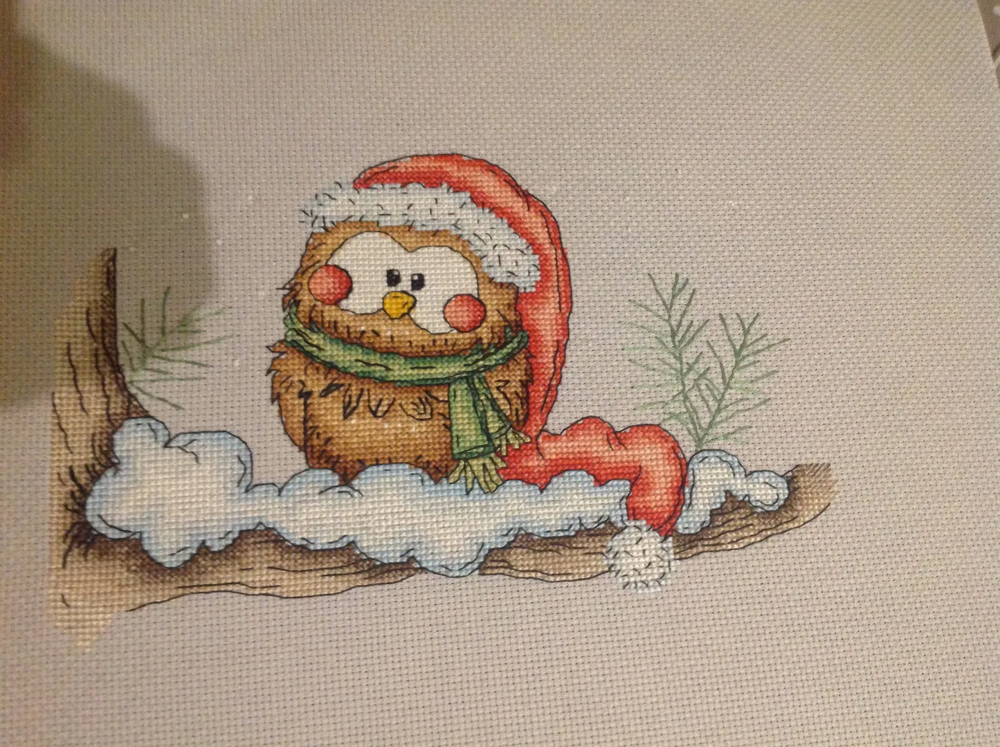 Cross-stitch scheme Christmas owl Embroidery pattern PDF