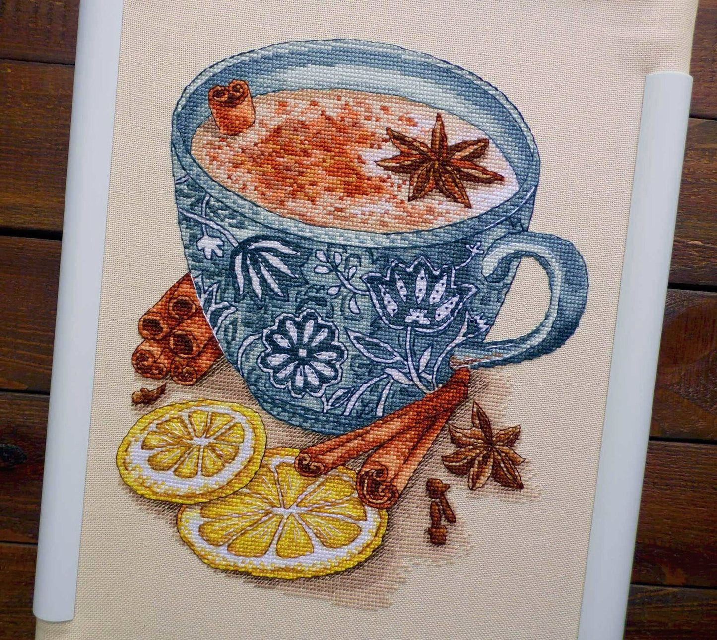 Cross Stitch Pattern Tea with milk and cinnamon DMC Chart Embroidery Printable PDF Instant Download