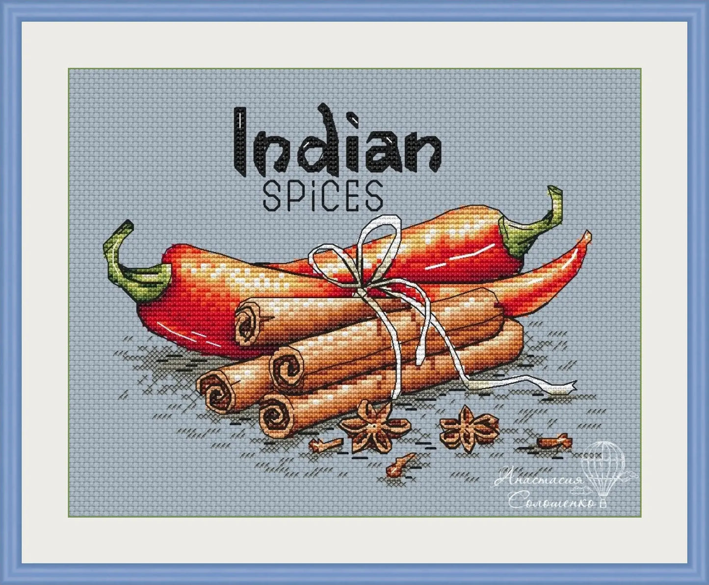 Cross-stitch scheme Spices of India Embroidery pattern PDF
