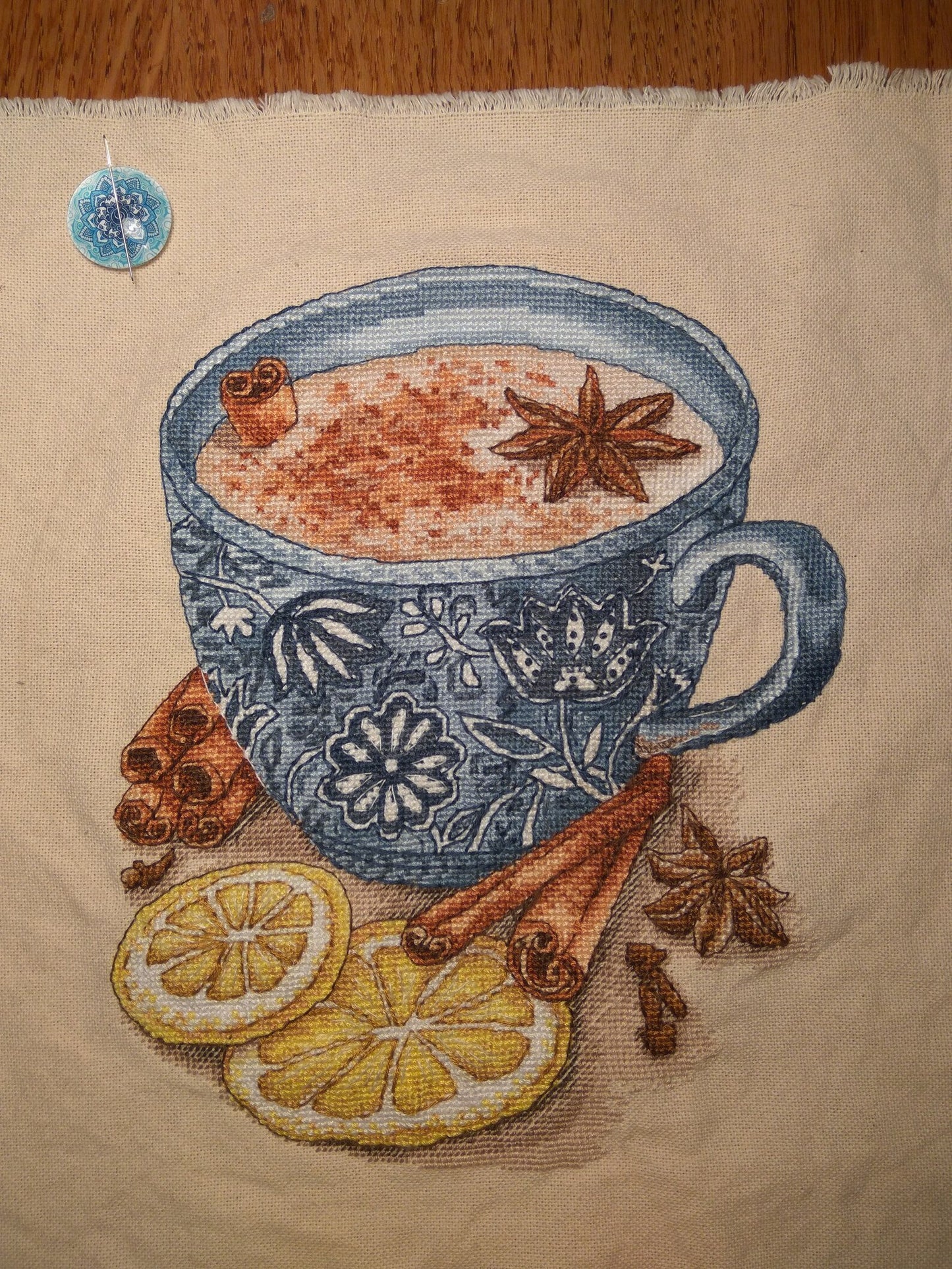 Cross Stitch Pattern Tea with milk and cinnamon DMC Chart Embroidery Printable PDF Instant Download