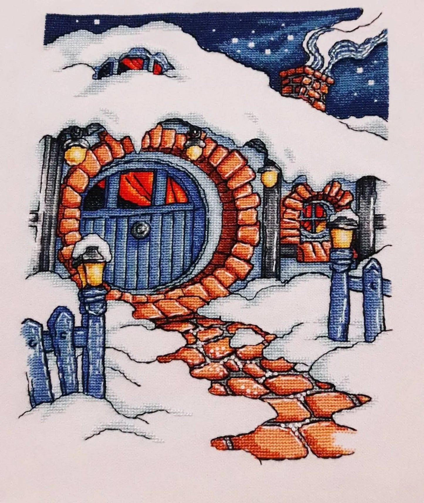 Cross Stitch Pattern Winter halfling's house DMC Chart Embroidery Printable PDF Instant Download