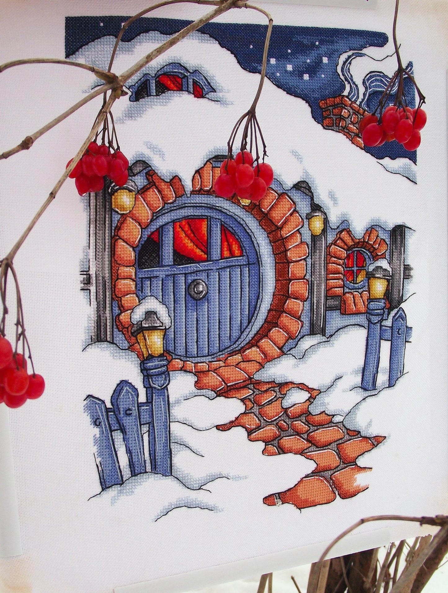 Cross Stitch Pattern Winter halfling's house DMC Chart Embroidery Printable PDF Instant Download