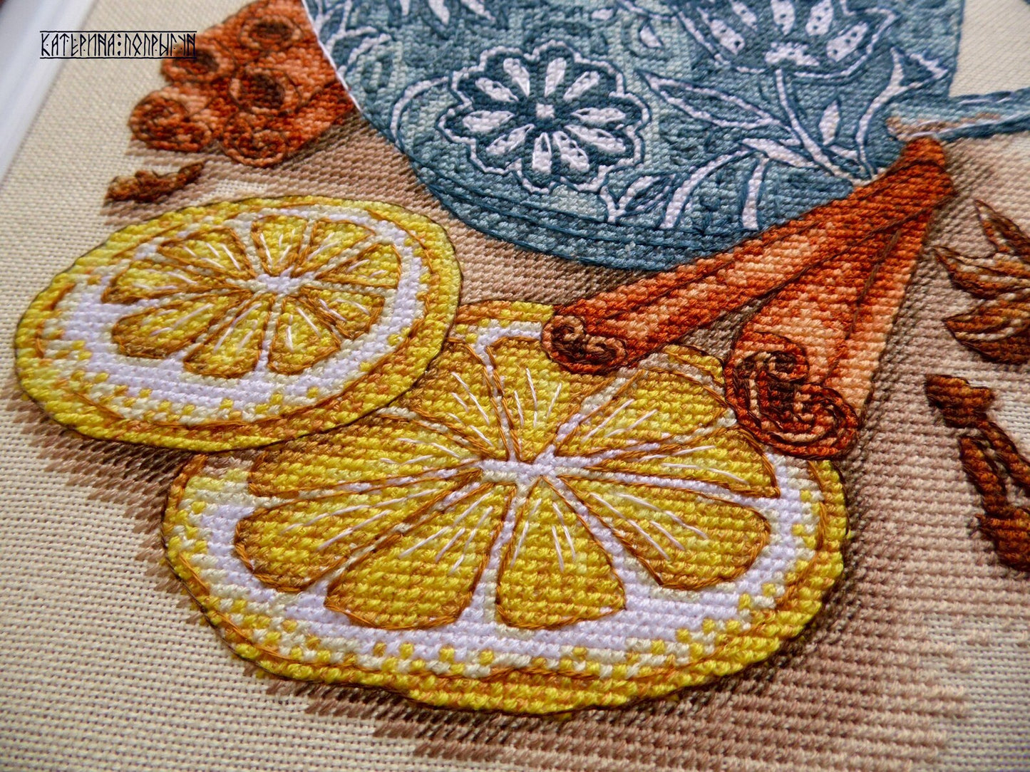 Cross Stitch Pattern Tea with milk and cinnamon DMC Chart Embroidery Printable PDF Instant Download