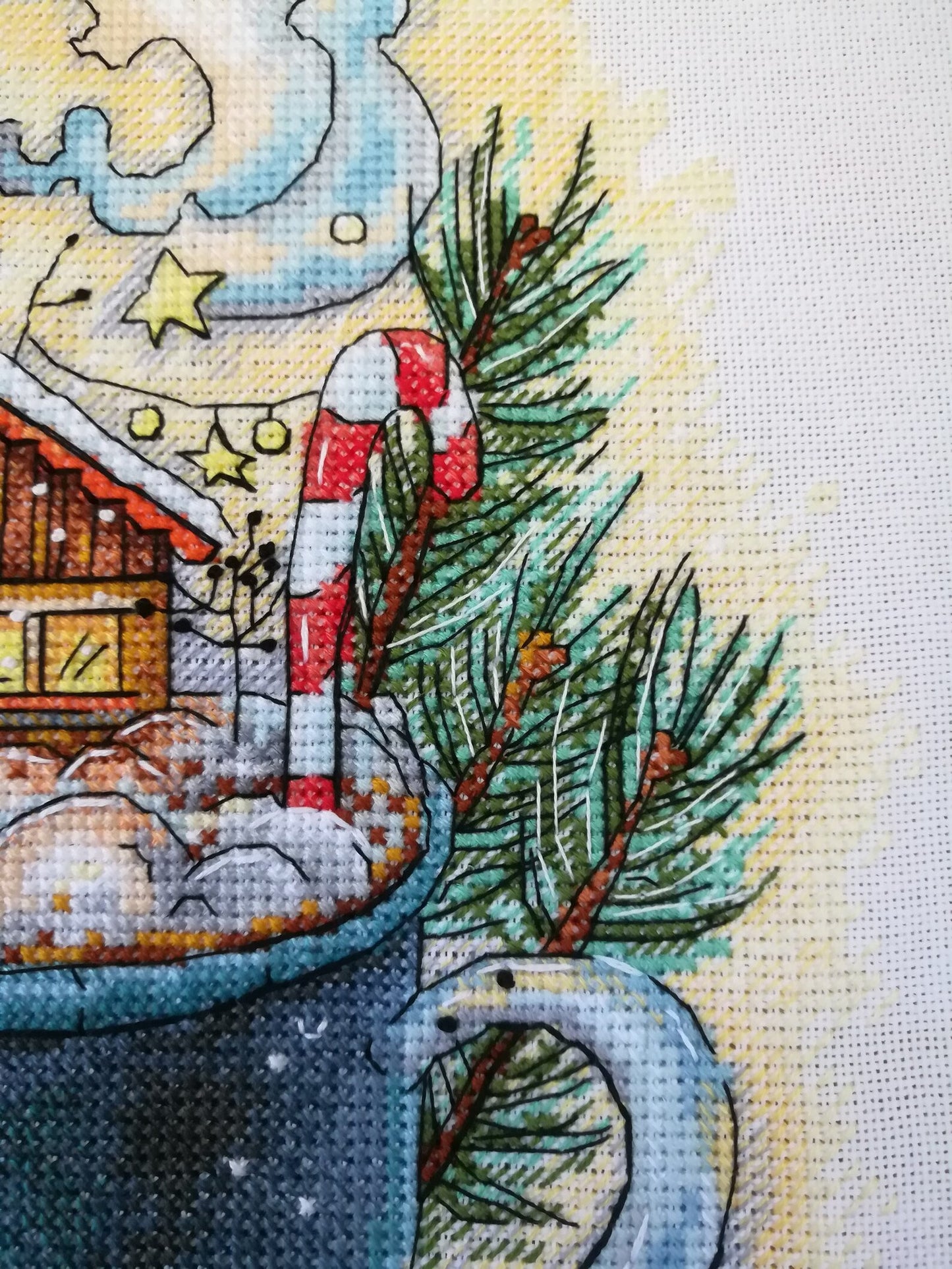 Cross Stitch Pattern Winter in the cup DMC Embroidery Chart Printable PDF Instant Download