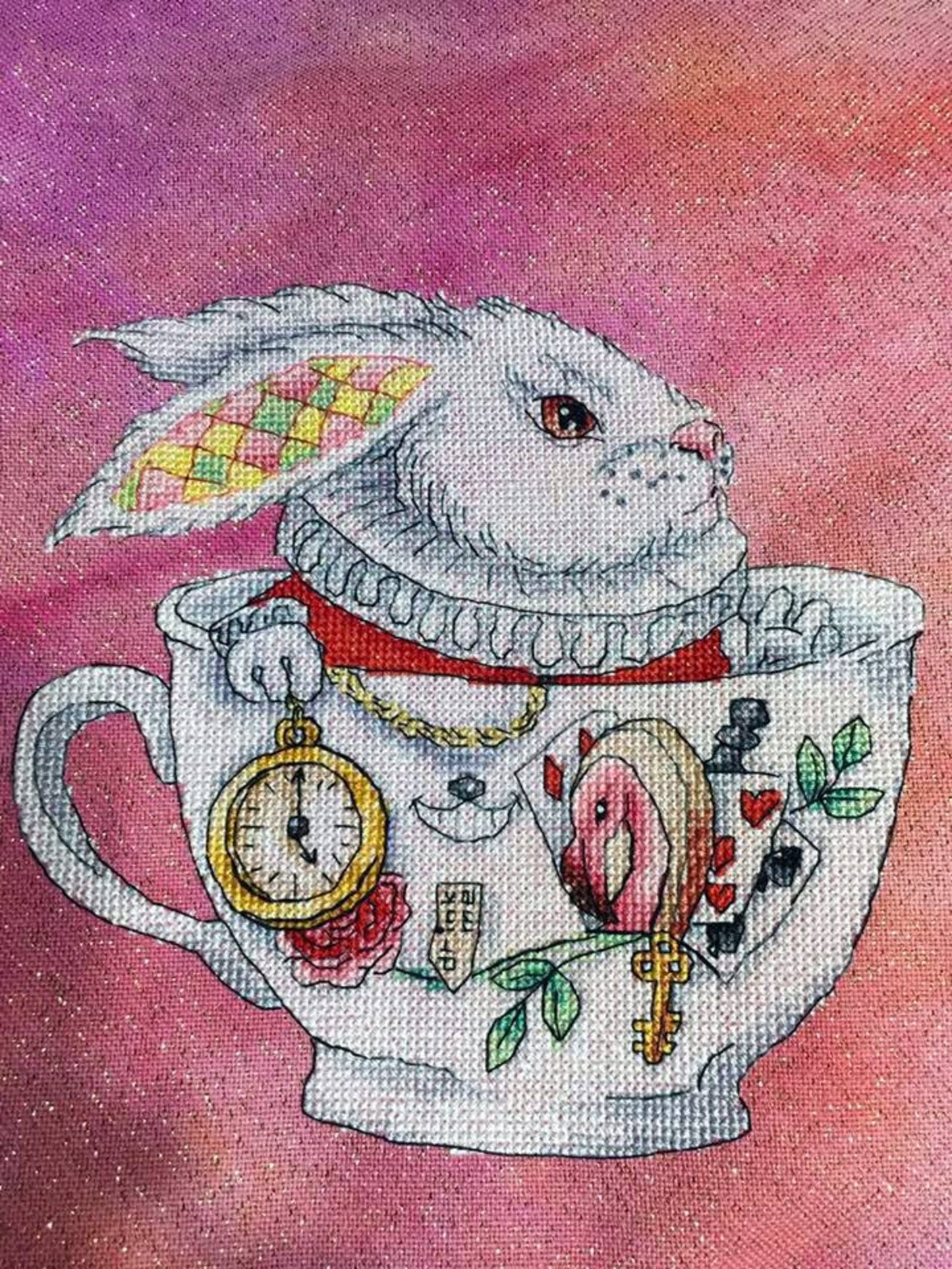 Cross Stitch Pattern White Rabbit (Alice in Wonderland) DMC Embroidery Chart Printable PDF Instant Download