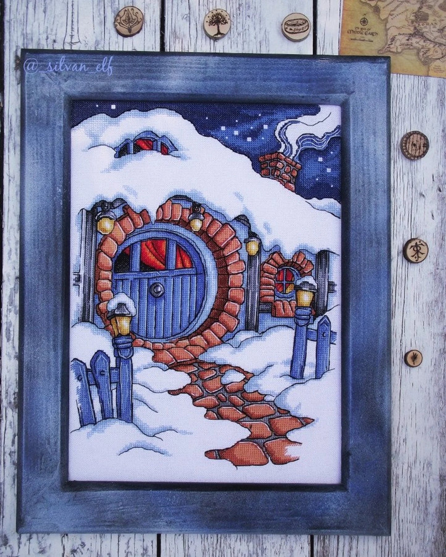 Cross Stitch Pattern Winter halfling's house DMC Chart Embroidery Printable PDF Instant Download
