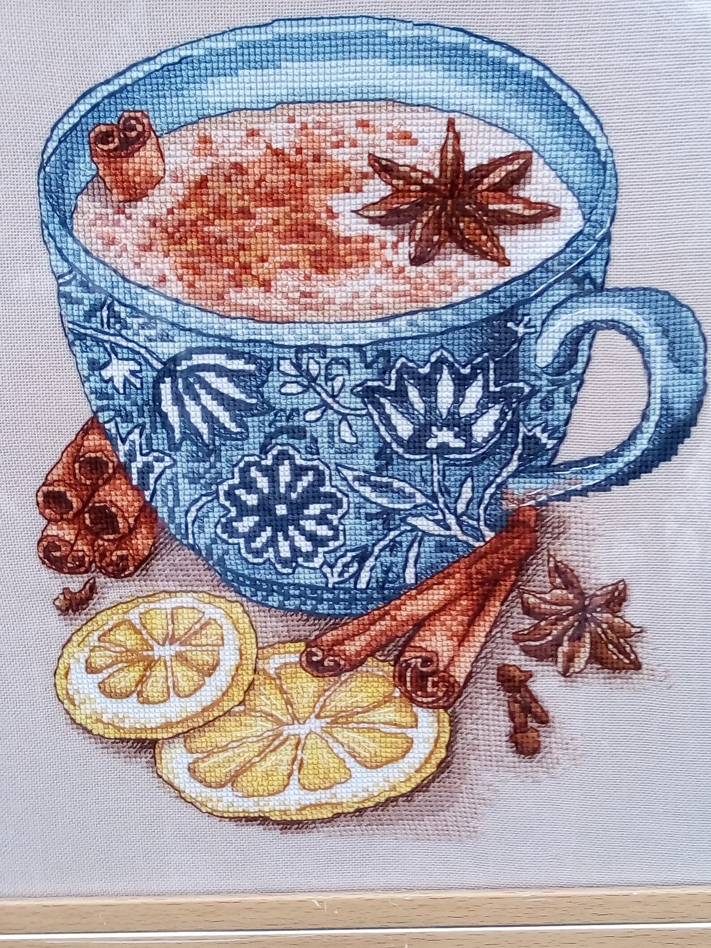 Cross Stitch Pattern Tea with milk and cinnamon DMC Chart Embroidery Printable PDF Instant Download