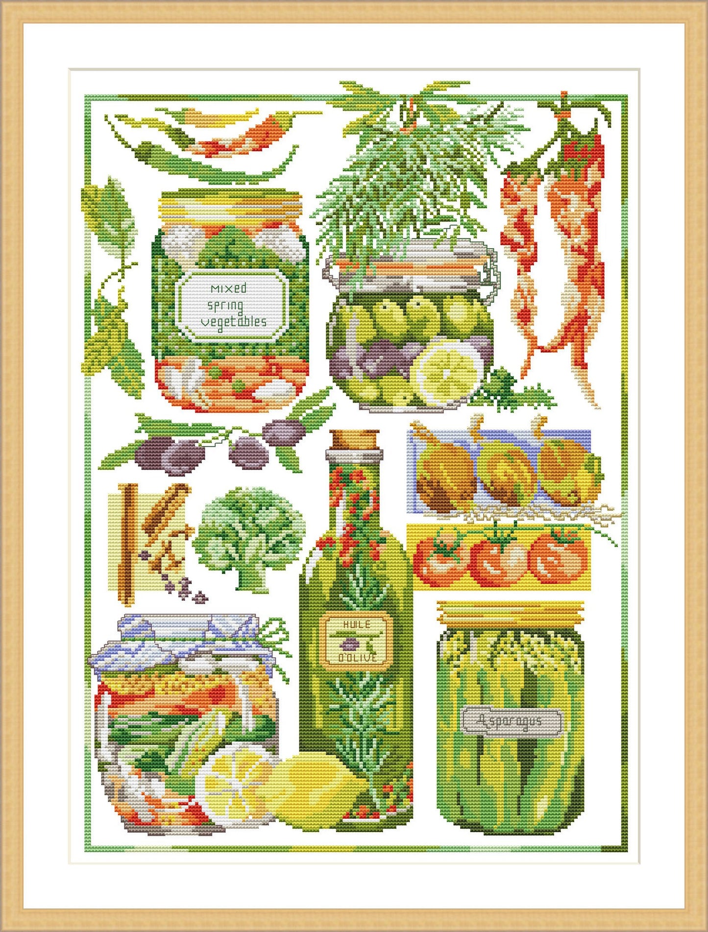 Vegetarian Sampler Cross Stitch Pattern Kitchen Decor Pattern Hand Embroidery Needlepoint Counted cross stitch Kitchen Still Life Vegetables