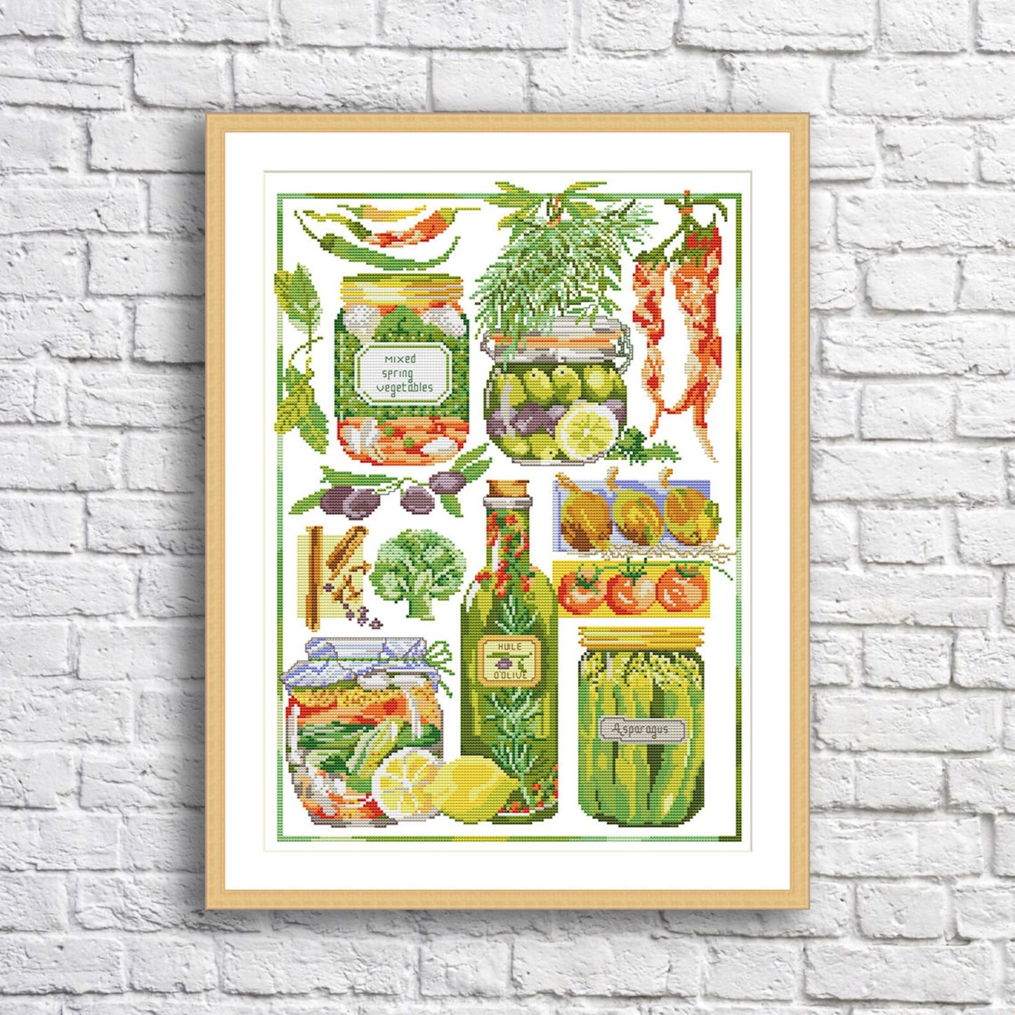 Vegetarian Sampler Cross Stitch Pattern Kitchen Decor Pattern Hand Embroidery Needlepoint Counted cross stitch Kitchen Still Life Vegetables