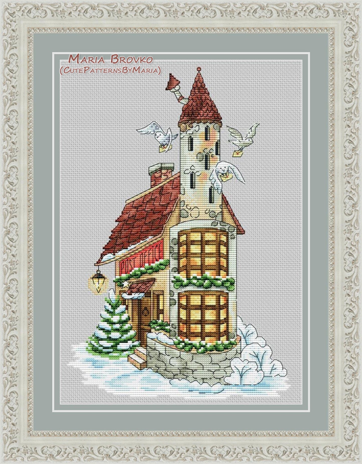 Cross Stitch Pattern Owl Post Office DMC Embroidery Chart Printable PDF Instant Download