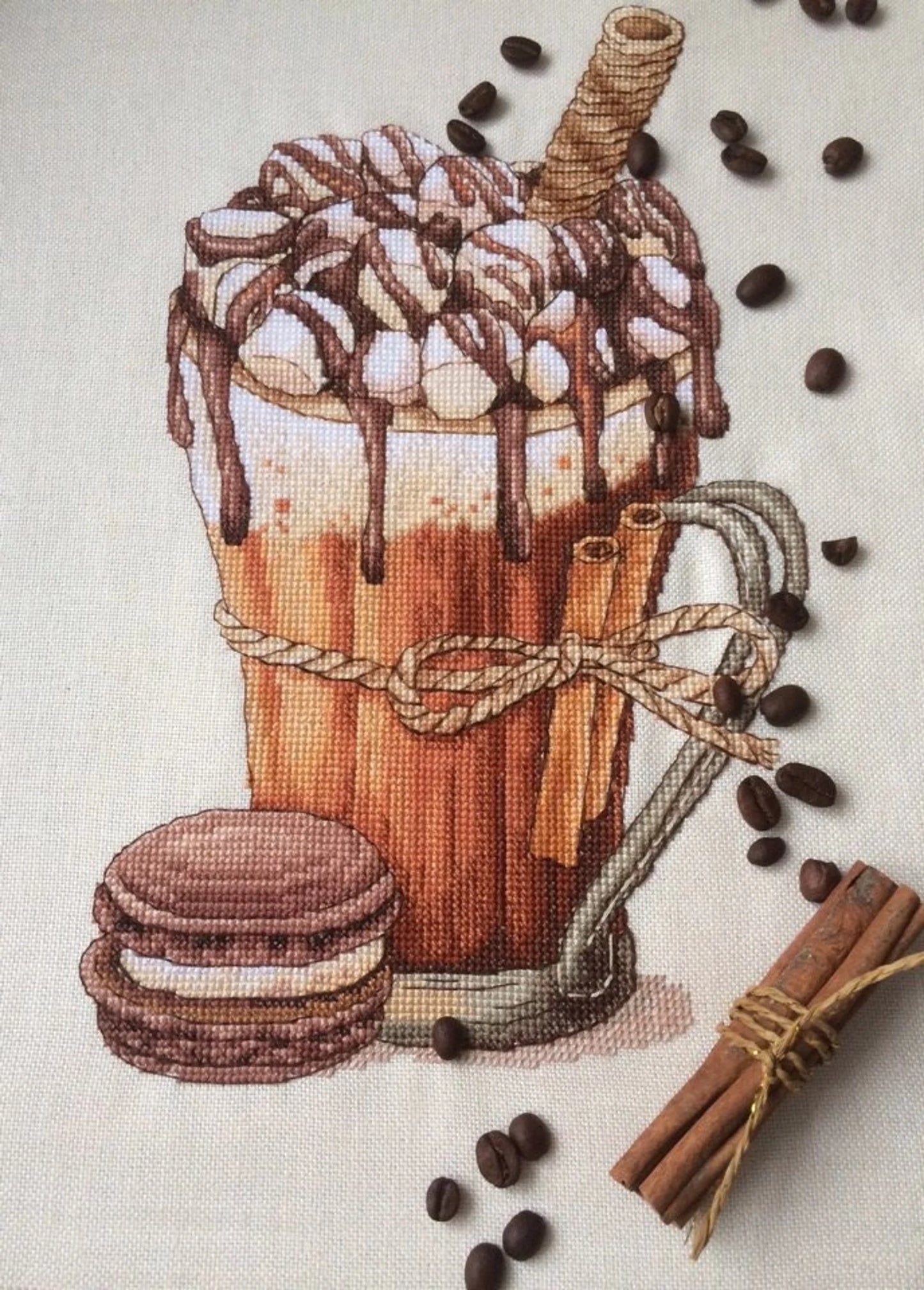 Cross Stitch Pattern Cocoa with marshmallows DMC Chart Embroidery Printable PDF Instant Download