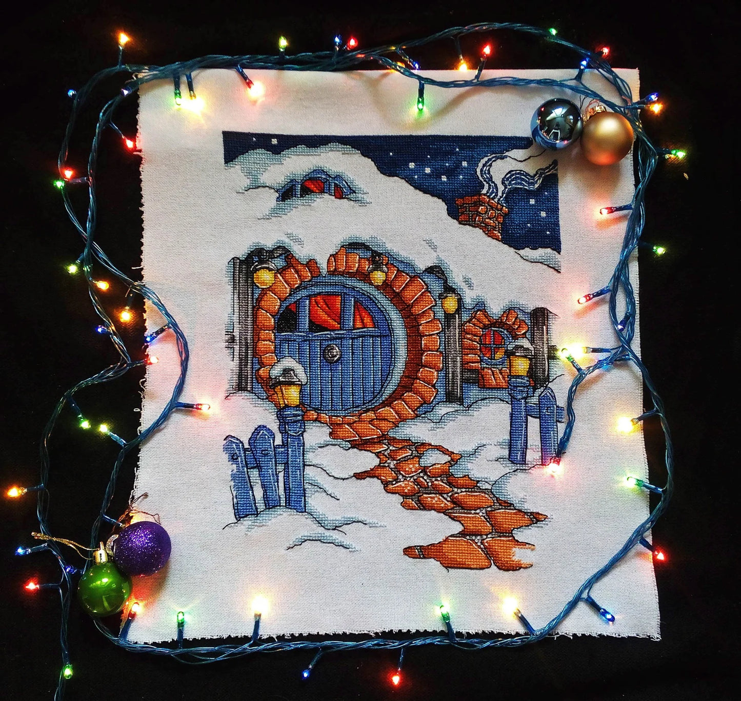 Cross Stitch Pattern Winter halfling's house DMC Chart Embroidery Printable PDF Instant Download