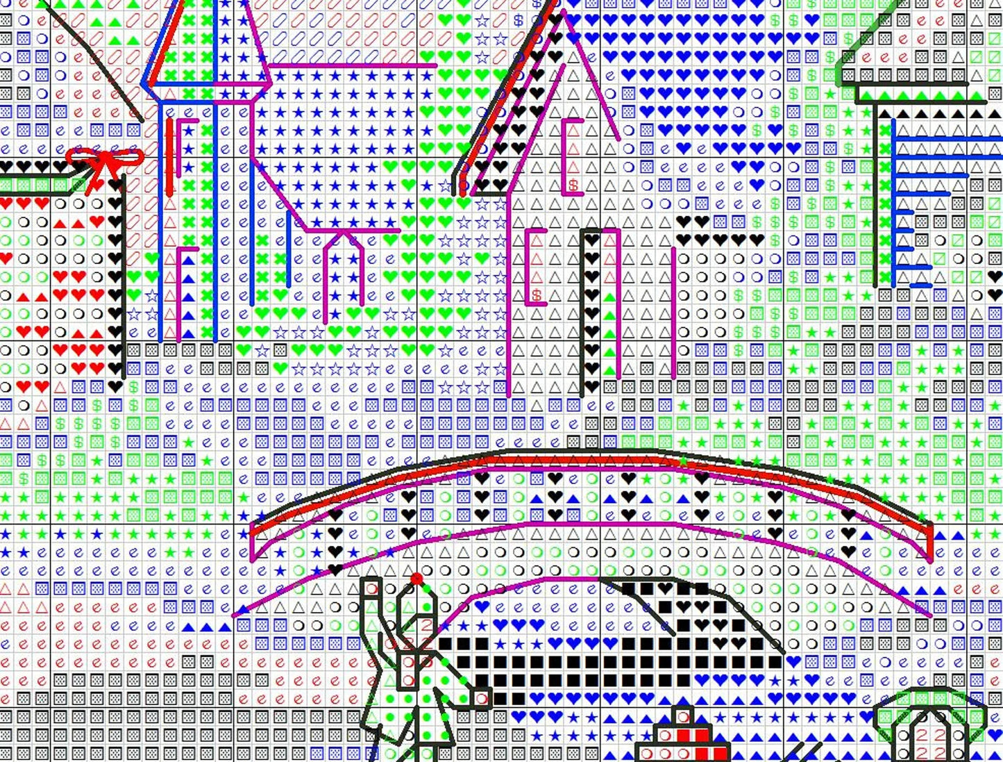 Treasure time Counted Cross Stitch Pattern Christmas Village Winter Landscape Hand Embroidery Needlepoint Chart Cottage Santa Pattern PDF