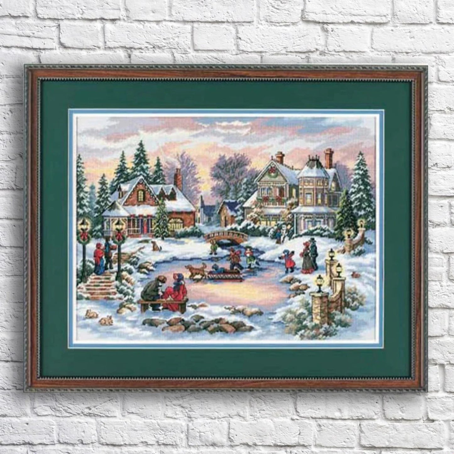 Treasure time Counted Cross Stitch Pattern Christmas Village Winter Landscape Hand Embroidery Needlepoint Chart Cottage Santa Pattern PDF