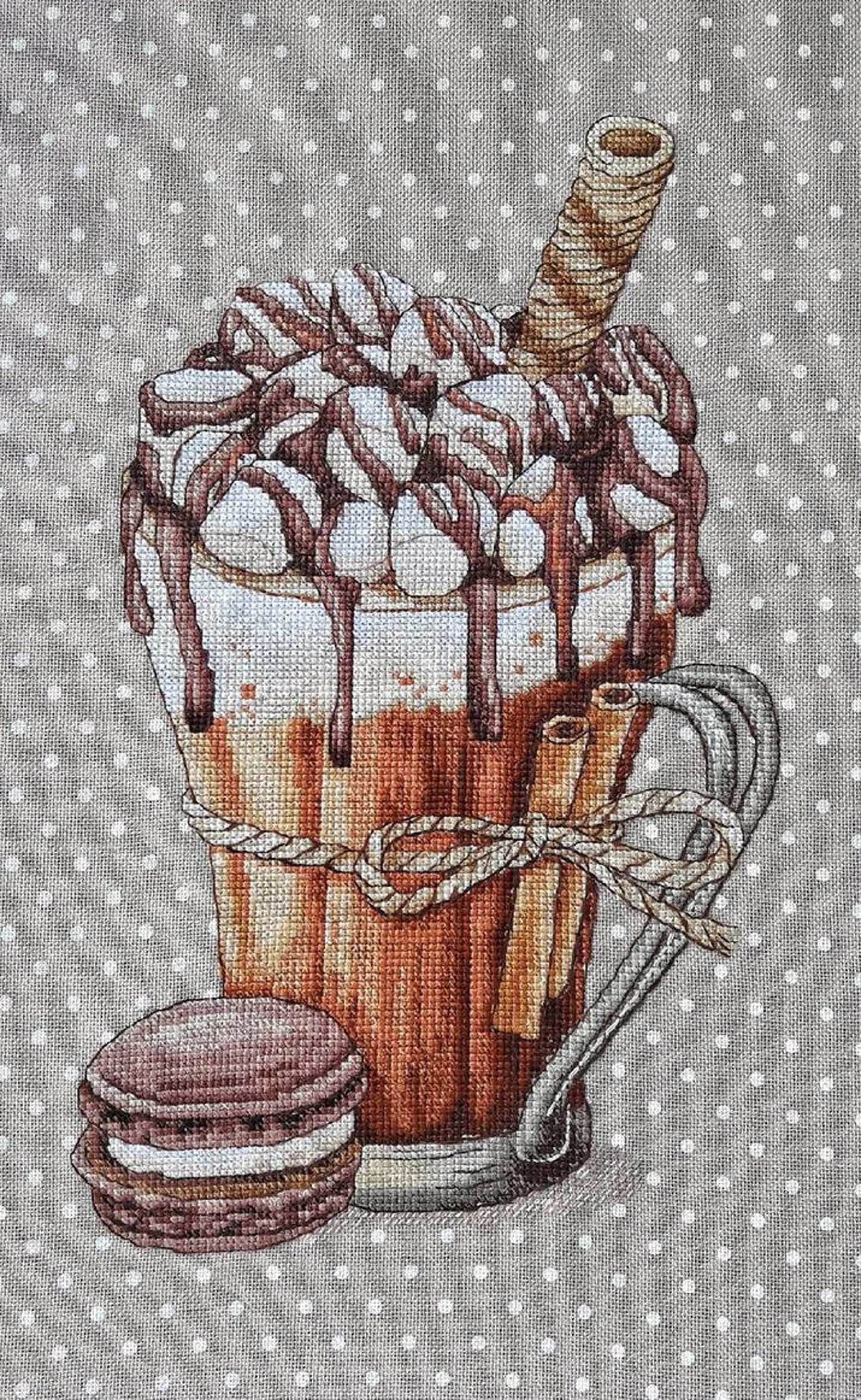 Cross Stitch Pattern Cocoa with marshmallows DMC Chart Embroidery Printable PDF Instant Download