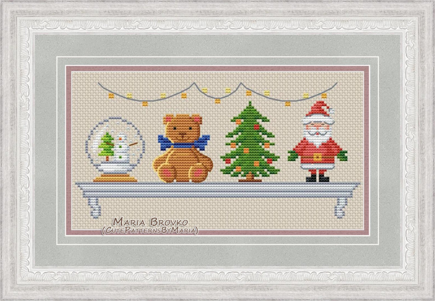 Cross Stitch Pattern "Christmas shelf" DMC Cross Stitch Chart Needlepoint Pattern Embroidery Chart Printable PDF Instant Download