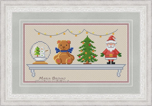 Cross Stitch Pattern "Christmas shelf" DMC Cross Stitch Chart Needlepoint Pattern Embroidery Chart Printable PDF Instant Download