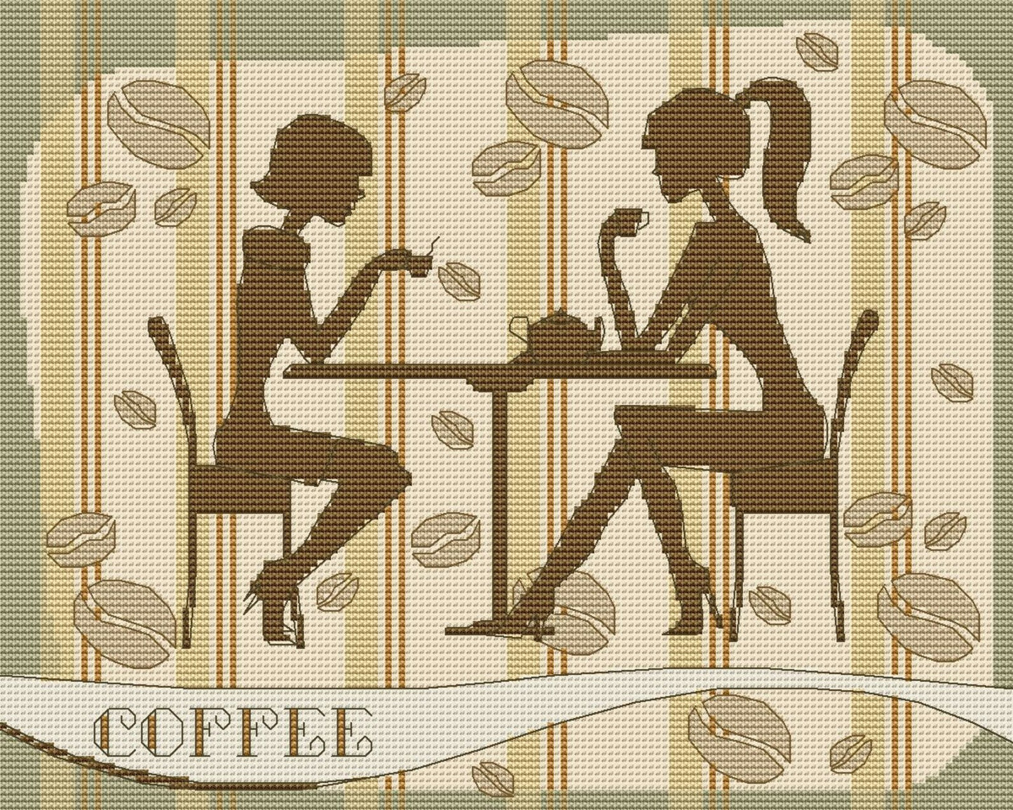 Girlfriend Cup Coffee Kitchen Cross Stitch Pattern Pattern Kitchen Still Life Modern Decor Pattern Cups Mugs Embroidery Needlepoint chart