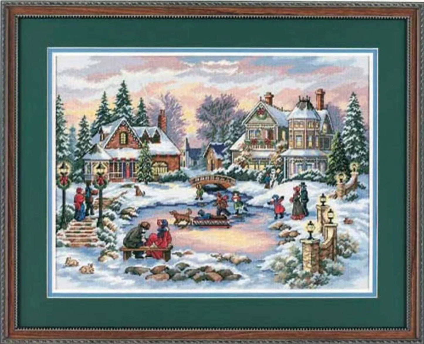 Treasure time Counted Cross Stitch Pattern Christmas Village Winter Landscape Hand Embroidery Needlepoint Chart Cottage Santa Pattern PDF