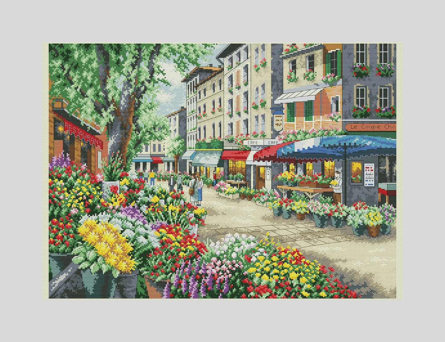 Paris Cross Stitch Pattern City Street X-stitch Chart Needlepoint Pattern Embroidery Chart Printable PDF Instant Download Design Decor