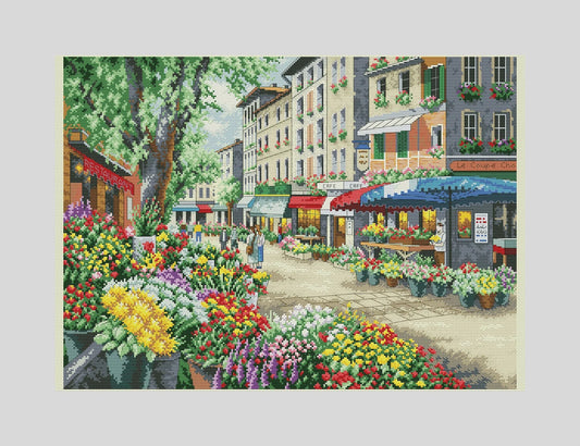 Paris Cross Stitch Pattern City Street X-stitch Chart Needlepoint Pattern Embroidery Chart Printable PDF Instant Download Design Decor