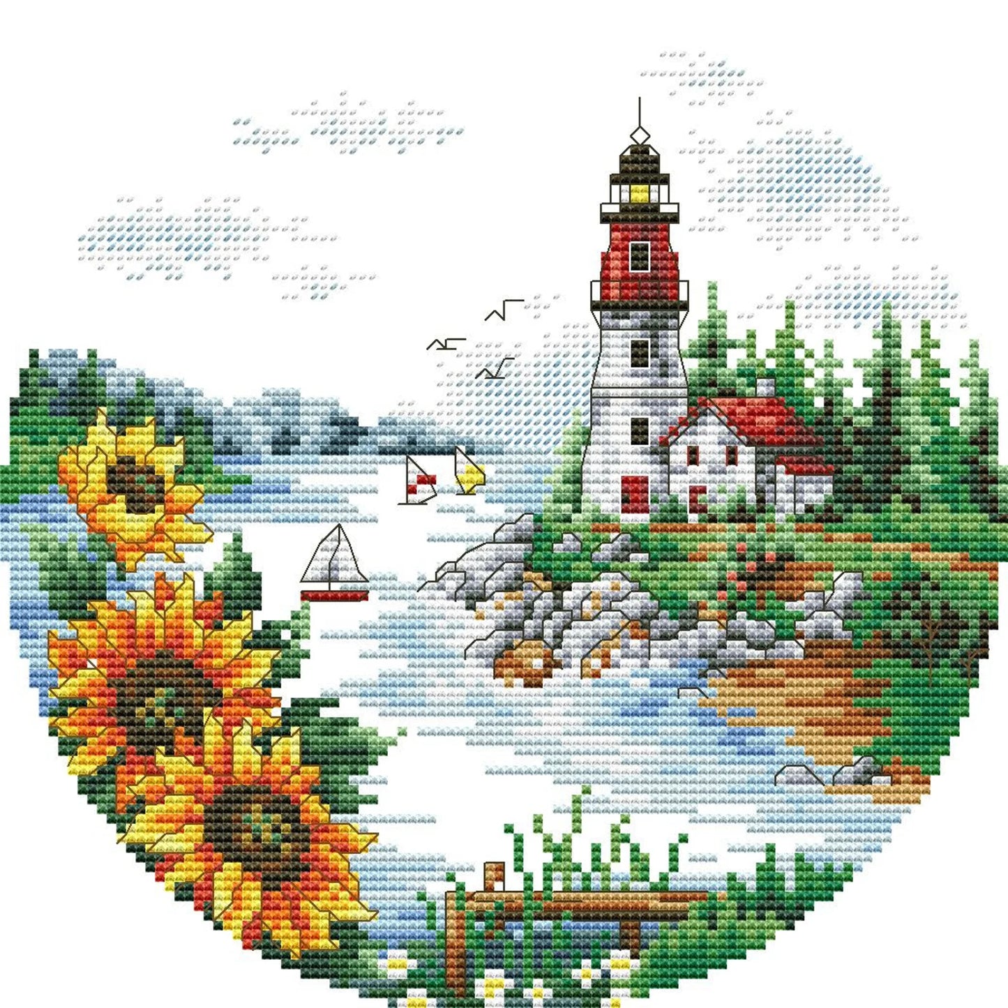 Summer on the Beach Cross Stitch Pattern Digital Pattern Modern Decor Landscape Pattern Hand Embroidery Needlepoint Counted cross stitch