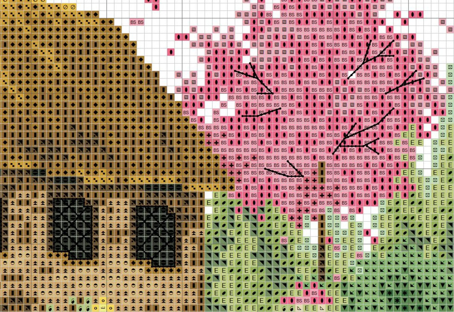 Spring landscape Counted Cross Stitch Pattern Village House Hand Embroidery Needlepoint Chart Cottage Pattern PDF Modern Cross Stitch