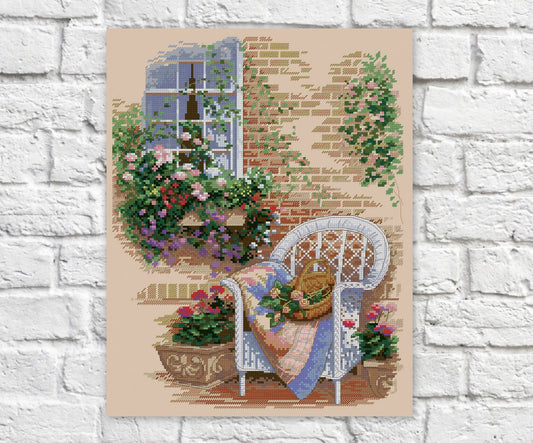 Garden Cross Stitch Pattern Colorful Art DIY X-stitch Chart Needlepoint Pattern Embroidery Chart Printable PDF Instant Download Design Decor