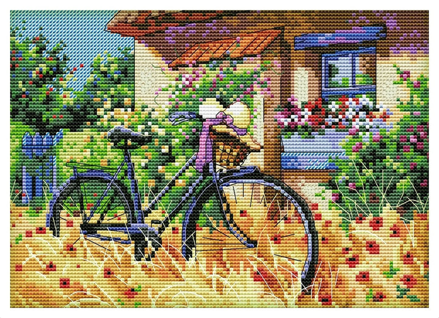 Bike Cross Stitch Pattern Colorful Art DIY X-stitch Chart Needlepoint Pattern Embroidery Chart Printable Instant Download PDF Design