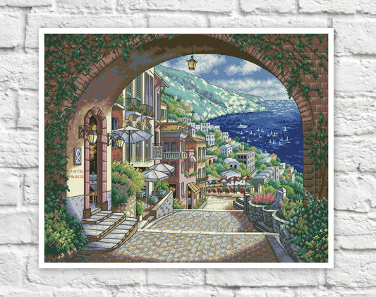 Sea Cross Stitch Pattern Colorful Art DIY X-stitch Chart Needlepoint Pattern Embroidery Chart Printable Instant Download PDF Design Decor