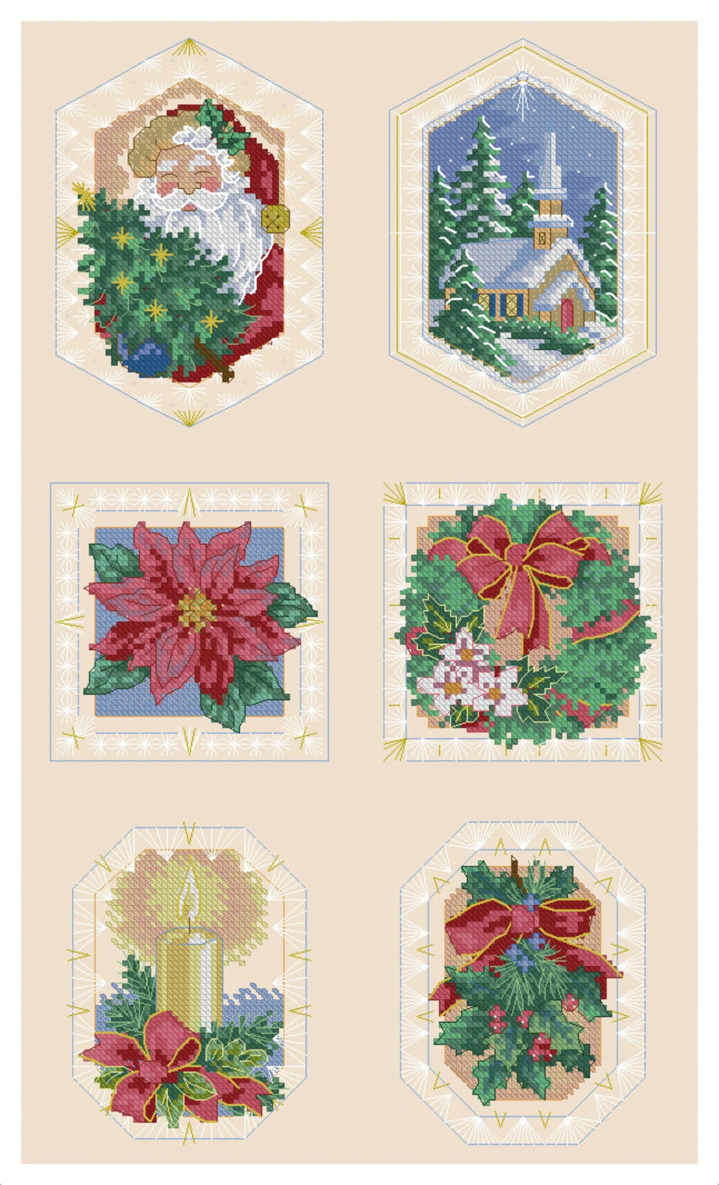Christmas Ornament Cross Stitch Pattern Colorful Art DIY X-stitch Needlepoint Embroidery Chart Printable Instant Download PDF Design