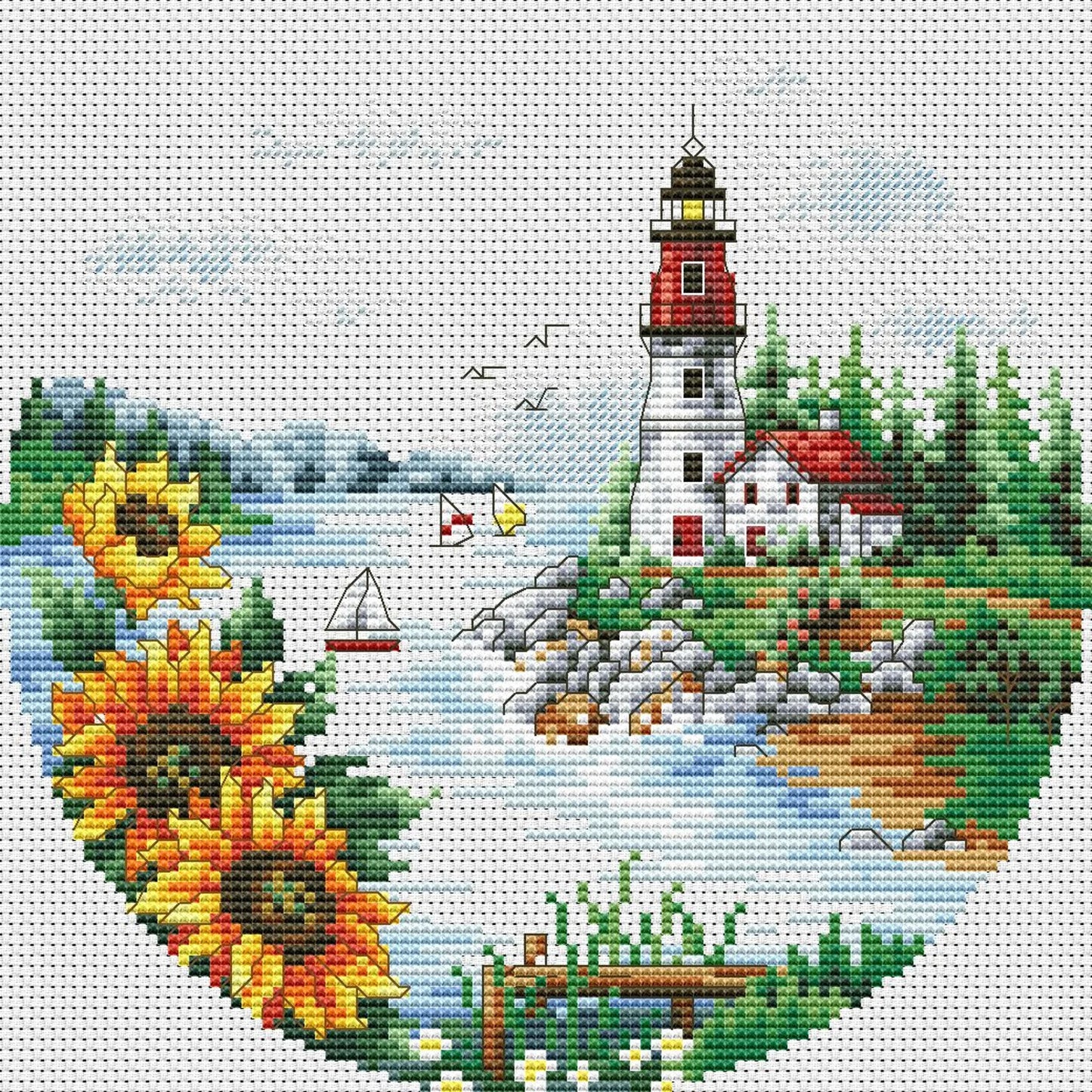 Summer on the Beach Cross Stitch Pattern Digital Pattern Modern Decor Landscape Pattern Hand Embroidery Needlepoint Counted cross stitch