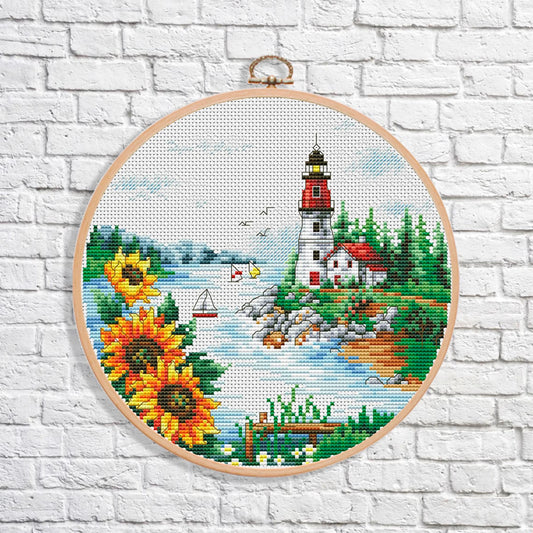 Summer on the Beach Cross Stitch Pattern Digital Pattern Modern Decor Landscape Pattern Hand Embroidery Needlepoint Counted cross stitch