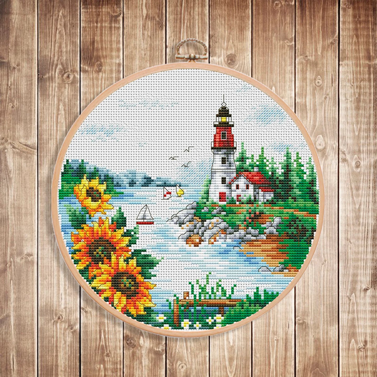 Summer on the Beach Cross Stitch Pattern Digital Pattern Modern Decor Landscape Pattern Hand Embroidery Needlepoint Counted cross stitch
