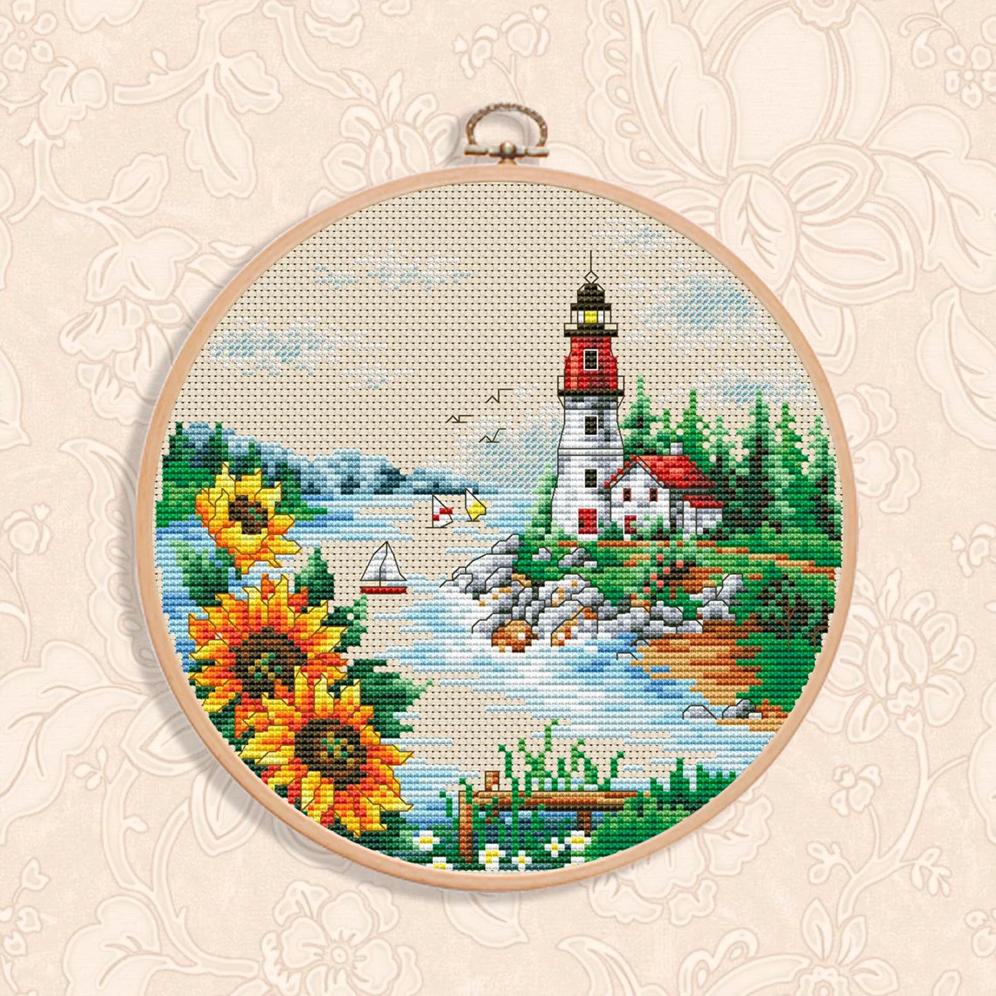 Summer on the Beach Cross Stitch Pattern Digital Pattern Modern Decor Landscape Pattern Hand Embroidery Needlepoint Counted cross stitch